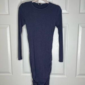 Lon sleeve side rouged dress